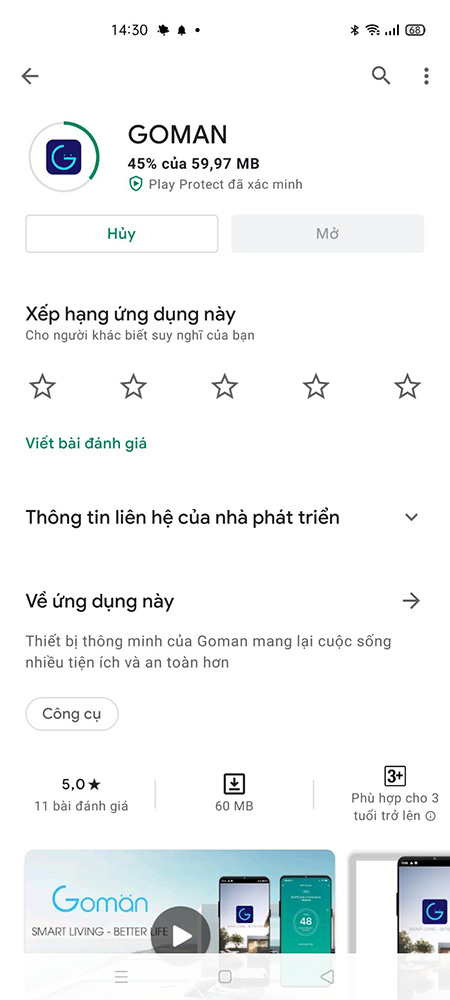 Thiết Bị Smarthome - Tìm kiếm ứng dụng Goman trên CH Play 3