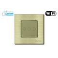 Thiết bị smarthome - Công tắc đèn Wifi mặt nhôm ba nút Goman vàng