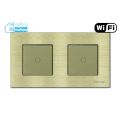 Thiết bị smarthome - Công tắc đèn Wifi mặt nhôm một nút đôi Goman vàng