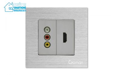 Thiết bị smarthome - Ổ cắm Jack cổng TV, AV, HDMI, Net, Loa, đồng trục Goman