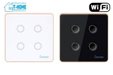 Thiết Bị Smarthome - Công tắc cảm ứng Wifi mặt vuông bốn nút Goman