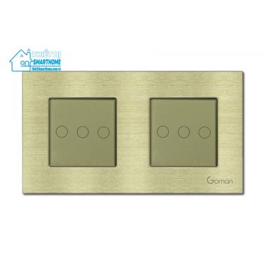 Thietbismarthome.com.vn - Công tắc đèn cảm ứng mặt nhôm ba nút đôi Goman - trắng