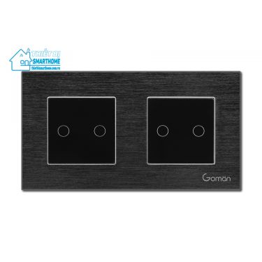 Thietbismarthome.com.vn - Công tắc đèn cảm ứng mặt nhôm hai nút đôi Goman đen