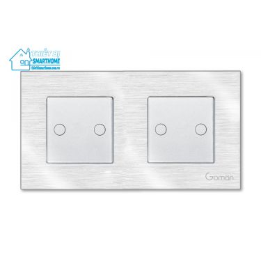 Thietbismarthome.com.vn - Công tắc đèn cảm ứng mặt nhôm hai nút đôi Goman - trắng