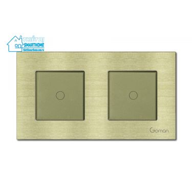 Thietbismarthome.com.vn - Công tắc đèn cảm ứng mặt nhôm một nút đôi Goman vàng