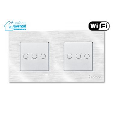 Thiết bị smarthome - Công tắc thông minh goman ba nút đôi - trắng
