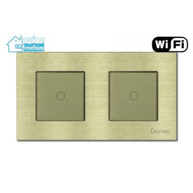 Thiết bị smarthome - Công tắc đèn Wifi mặt nhôm một nút đôi Goman vàng