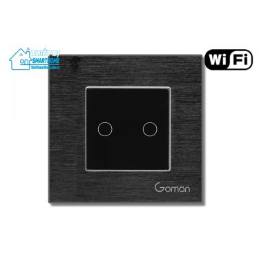 Thiết bị smarthome - Công tắc đèn Wifi mặt nhôm hai nút Goman đen