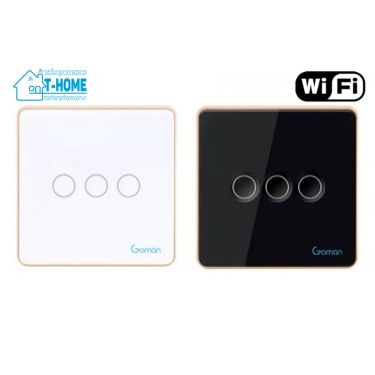 Thiết Bị Smarthome - Công tắc cảm ứng Wifi mặt vuông ba nút Goman