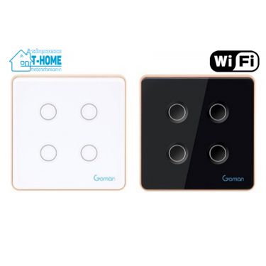 Thiết Bị Smarthome - Công tắc cảm ứng Wifi mặt vuông bốn nút Goman