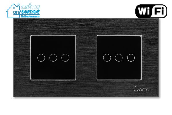 Thiết bị smarthome - Công tắc thông minh goman ba nút đôi - đen