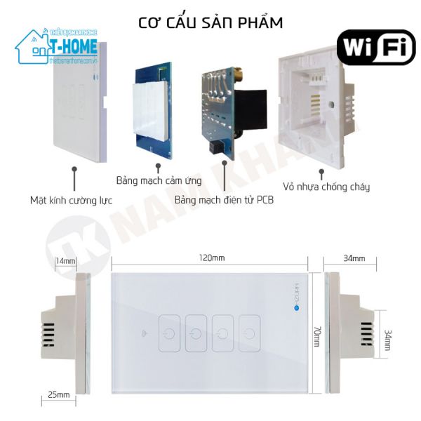 Thiết bị smarthome - Công tắc thông minh dimmer Azura 4