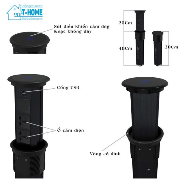 Thiết Bị Smarthome - Ổ cắm âm bàn đa năng Azura POP03