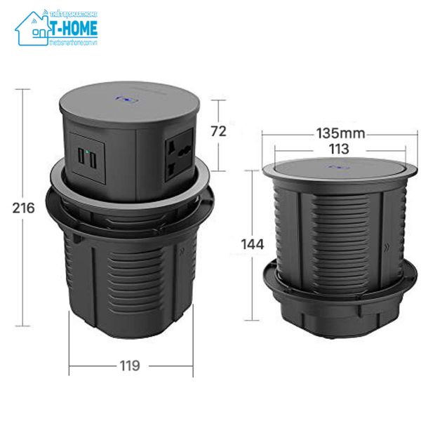 Thiết Bị Smarthome - Ổ cắm điện âm bàn đa năng Joye OEUPO21C - 11